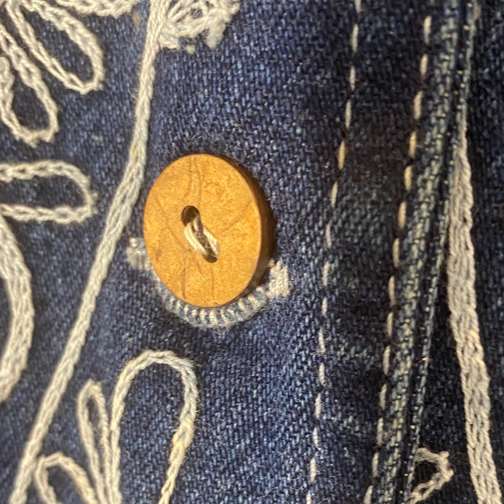 Embroidered Vintage Easy Denim Vest Bohemian/Western Country Attire Layering - Picture 6 of 8